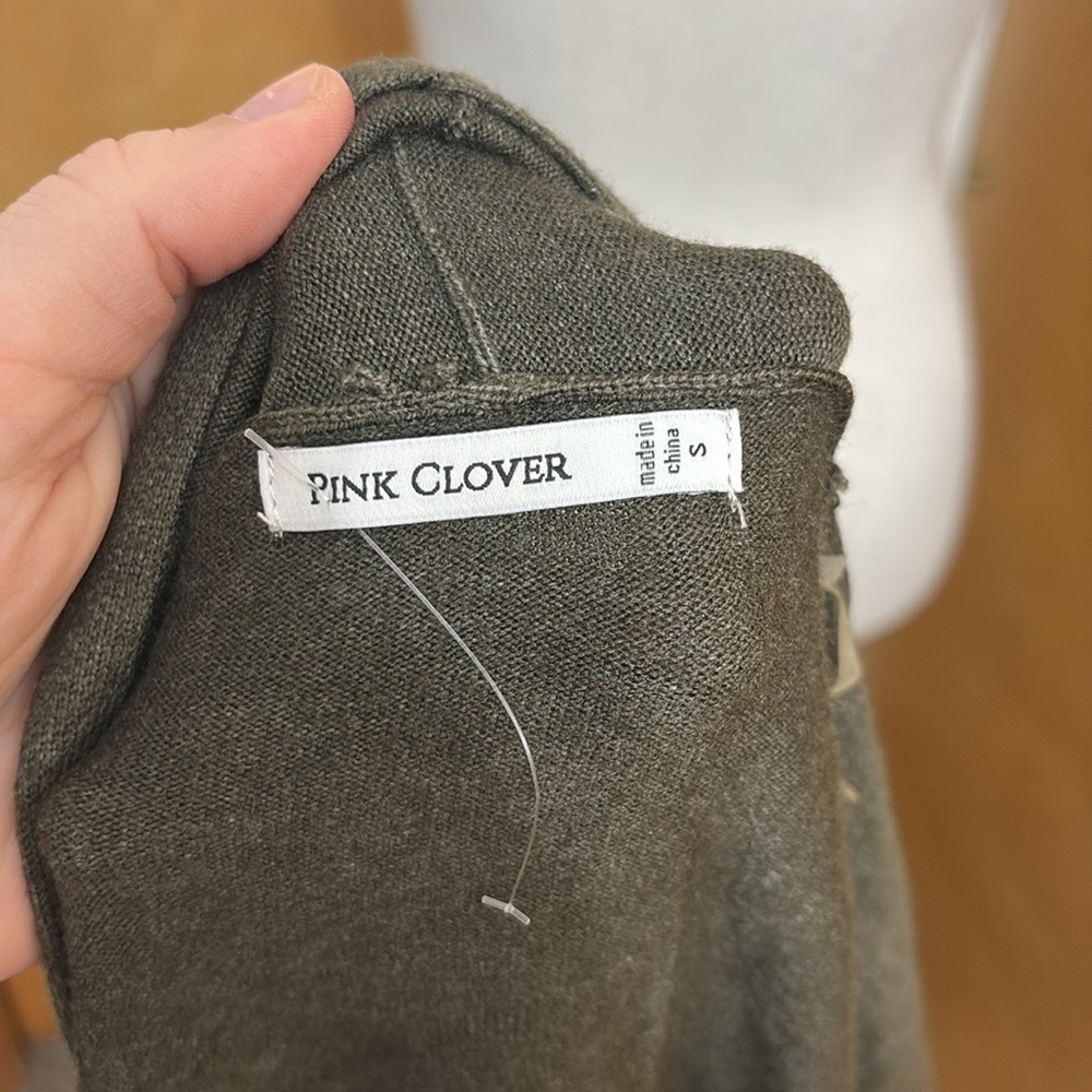 NWT Pink Clover From Stitch Fix Green Long Sleeve Open Sweater Size S - Picture 8 of 13